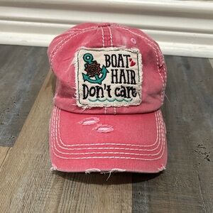 KBETHOS Vintage “BOAT HAIR Don’t care” Pink Distressed Cap Gift Casual